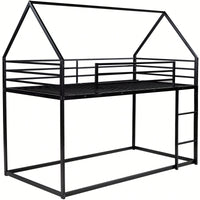 Twin Over Twin House Bunk Bed With Integrated Ladder In Black Finish