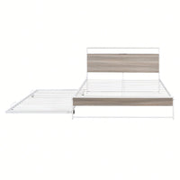 Queen Size Metal Platform Bed Frame With Trundle USB Ports And Slat Support No Box Spring Required Black