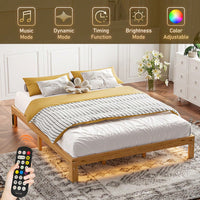 Rustic Pine Queen Size Solid Wood Platform Bed Frame With Slat Support Easy Assembly No Box Spring Required 12 Inch Height