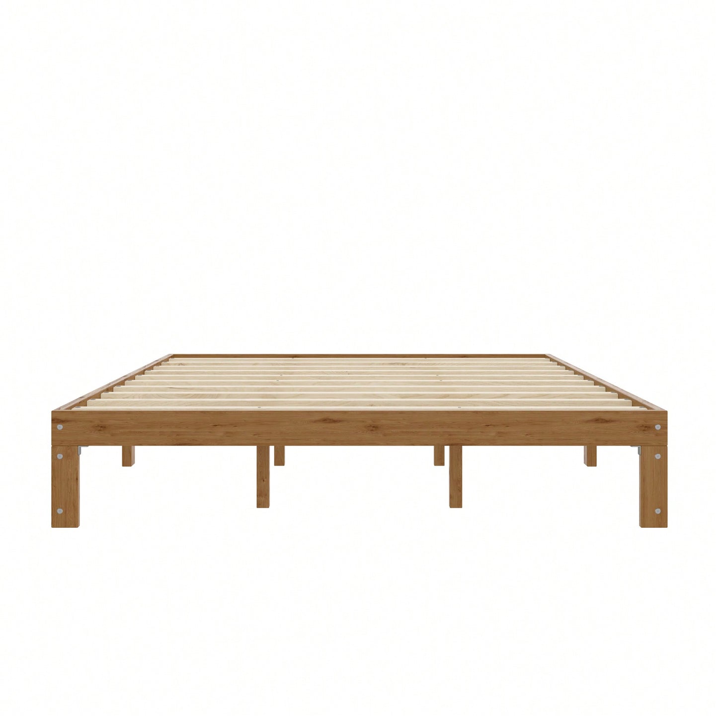 Rustic Pine Queen Size Solid Wood Platform Bed Frame With Slat Support Easy Assembly No Box Spring Required 12 Inch Height