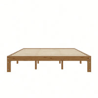 Rustic Pine Queen Size Solid Wood Platform Bed Frame With Slat Support Easy Assembly No Box Spring Required 12 Inch Height