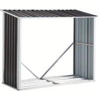 Galvanized Steel Log Storage Shed With Roof For Firewood Backyard Garden Patio 70.9 Inches