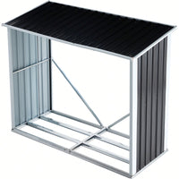 Galvanized Steel Log Storage Shed With Roof For Firewood Backyard Garden Patio 70.9 Inches