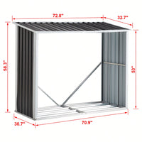 Galvanized Steel Log Storage Shed With Roof For Firewood Backyard Garden Patio 70.9 Inches