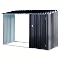 Outdoor Firewood Storage Shed With Galvanized Steel Log Holder For Patio