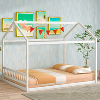 Elegant White Wooden House Bed With Headboard For Kids' Bedroom