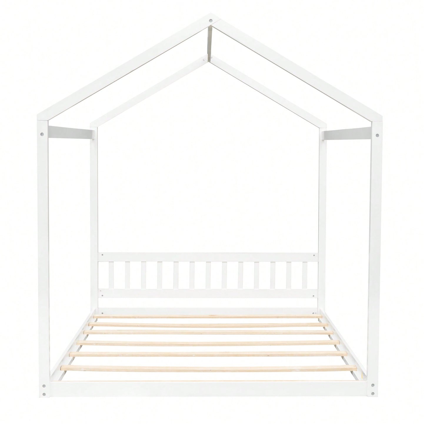 Elegant White Wooden House Bed With Headboard For Kids' Bedroom