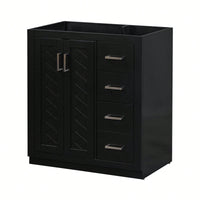 30 Inch Solid Wood Bathroom Vanity Cabinet Freestanding Storage Unit With 3 Drawers And Soft Closing Doors