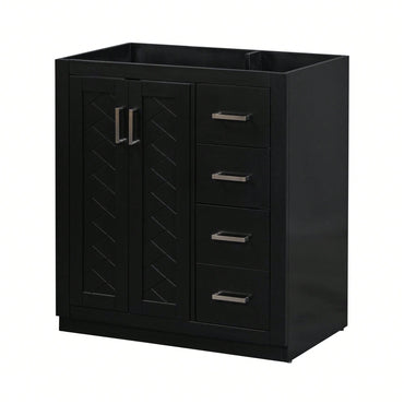 30 Inch Solid Wood Bathroom Vanity Cabinet Freestanding Storage Unit With 3 Drawers And Soft Closing Doors