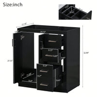 30 Inch Solid Wood Bathroom Vanity Cabinet Freestanding Storage Unit With 3 Drawers And Soft Closing Doors