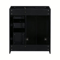 30 Inch Solid Wood Bathroom Vanity Cabinet Freestanding Storage Unit With 3 Drawers And Soft Closing Doors