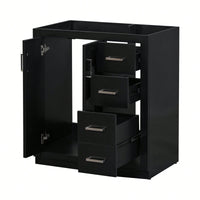 30 Inch Solid Wood Bathroom Vanity Cabinet Freestanding Storage Unit With 3 Drawers And Soft Closing Doors