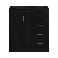 30 Inch Solid Wood Bathroom Vanity Cabinet Freestanding Storage Unit With 3 Drawers And Soft Closing Doors