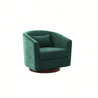Comfy Swivel Accent Chair With Wood Base For Living Room Stylish Upholstered Sofa Chair