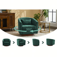Comfy Swivel Accent Chair With Wood Base For Living Room Stylish Upholstered Sofa Chair