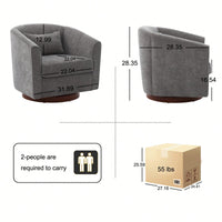 Comfy Swivel Accent Chair With Wood Base For Living Room Stylish Upholstered Sofa Chair