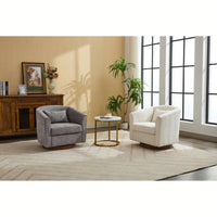 Comfy Swivel Accent Chair With Wood Base For Living Room Stylish Upholstered Sofa Chair