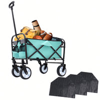Collapsible Foldable Utility Wagon Cart With Strapping System For Beach Camping Shopping Gardening Fishing Supports 225lbs All-Terrain Wheels Black