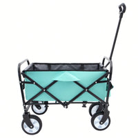 Collapsible Foldable Utility Wagon Cart With Strapping System For Beach Camping Shopping Gardening Fishing Supports 225lbs All-Terrain Wheels Black
