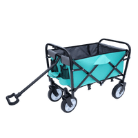 Collapsible Foldable Utility Wagon Cart With Strapping System For Beach Camping Shopping Gardening Fishing Supports 225lbs All-Terrain Wheels Black