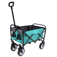 Collapsible Foldable Utility Wagon Cart With Strapping System For Beach Camping Shopping Gardening Fishing Supports 225lbs All-Terrain Wheels Black