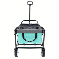 Collapsible Foldable Utility Wagon Cart With Strapping System For Beach Camping Shopping Gardening Fishing Supports 225lbs All-Terrain Wheels Black