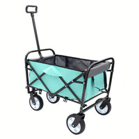 Collapsible Foldable Utility Wagon Cart With Strapping System For Beach Camping Shopping Gardening Fishing Supports 225lbs All-Terrain Wheels Black