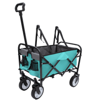 Collapsible Foldable Utility Wagon Cart With Strapping System For Beach Camping Shopping Gardening Fishing Supports 225lbs All-Terrain Wheels Black