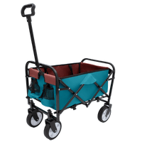 Collapsible Foldable Utility Wagon Cart With Strapping System For Beach Camping Shopping Gardening Fishing Supports 225lbs All-Terrain Wheels Black