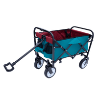 Collapsible Foldable Utility Wagon Cart With Strapping System For Beach Camping Shopping Gardening Fishing Supports 225lbs All-Terrain Wheels Black