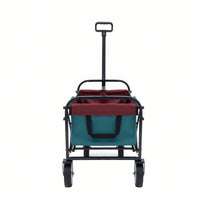 Collapsible Foldable Utility Wagon Cart With Strapping System For Beach Camping Shopping Gardening Fishing Supports 225lbs All-Terrain Wheels Black