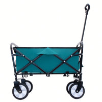 Collapsible Foldable Utility Wagon Cart With Strapping System For Beach Camping Shopping Gardening Fishing Supports 225lbs All-Terrain Wheels Black
