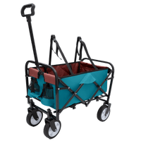 Collapsible Foldable Utility Wagon Cart With Strapping System For Beach Camping Shopping Gardening Fishing Supports 225lbs All-Terrain Wheels Black