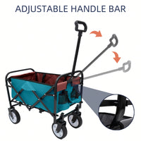Collapsible Foldable Utility Wagon Cart With Strapping System For Beach Camping Shopping Gardening Fishing Supports 225lbs All-Terrain Wheels Black