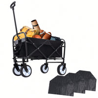 Collapsible Foldable Utility Wagon Cart With Strapping System For Beach Camping Shopping Gardening Fishing Supports 225lbs All-Terrain Wheels Black