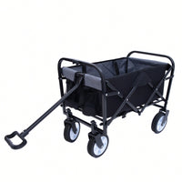 Collapsible Foldable Utility Wagon Cart With Strapping System For Beach Camping Shopping Gardening Fishing Supports 225lbs All-Terrain Wheels Black