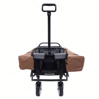 Collapsible Foldable Utility Wagon Cart With Strapping System For Beach Camping Shopping Gardening Fishing Supports 225lbs All-Terrain Wheels Black