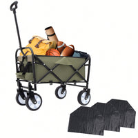 Collapsible Foldable Utility Wagon Cart With Strapping System For Beach Camping Shopping Gardening Fishing Supports 225lbs All-Terrain Wheels Black
