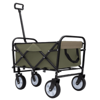 Collapsible Foldable Utility Wagon Cart With Strapping System For Beach Camping Shopping Gardening Fishing Supports 225lbs All-Terrain Wheels Black