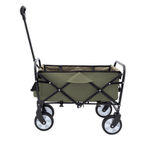 Collapsible Foldable Utility Wagon Cart With Strapping System For Beach Camping Shopping Gardening Fishing Supports 225lbs All-Terrain Wheels Black