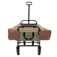 Collapsible Foldable Utility Wagon Cart With Strapping System For Beach Camping Shopping Gardening Fishing Supports 225lbs All-Terrain Wheels Black