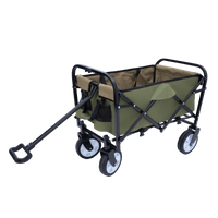 Collapsible Foldable Utility Wagon Cart With Strapping System For Beach Camping Shopping Gardening Fishing Supports 225lbs All-Terrain Wheels Black