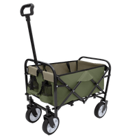 Collapsible Foldable Utility Wagon Cart With Strapping System For Beach Camping Shopping Gardening Fishing Supports 225lbs All-Terrain Wheels Black