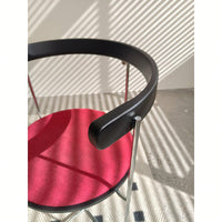 Modern Upholstered Folding Chair With Chrome Frame And Wooden Back For Dining Room Living Room Kitchen - Red