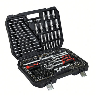 216-Piece Portable Tool Kit And Socket Wrench Set For Home Repairs Includes Case Ratchet Wrenches Ideal For Men And Women