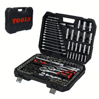 216-Piece Portable Tool Kit And Socket Wrench Set For Home Repairs Includes Case Ratchet Wrenches Ideal For Men And Women