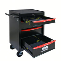 Rolling 20 Inch Metal Tool Chest With 4 Drawers And Ball Bearing Slides - Durable Steel Storage Organizer In Black And Red