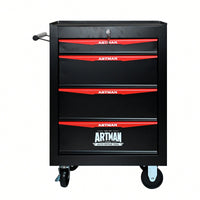 Rolling 20 Inch Metal Tool Chest With 4 Drawers And Ball Bearing Slides - Durable Steel Storage Organizer In Black And Red
