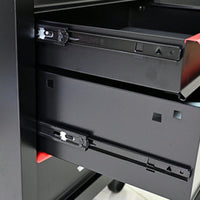 Rolling 20 Inch Metal Tool Chest With 4 Drawers And Ball Bearing Slides - Durable Steel Storage Organizer In Black And Red