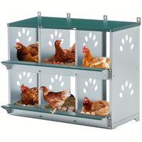 Metal Chicken Nesting Box With 6 Rooms Galvanized Steel Hens Easy Assembly